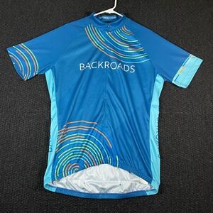 Garneau Backroads Cycling Jersey Mens Lg Blue Go Active Short Sleeve Biking